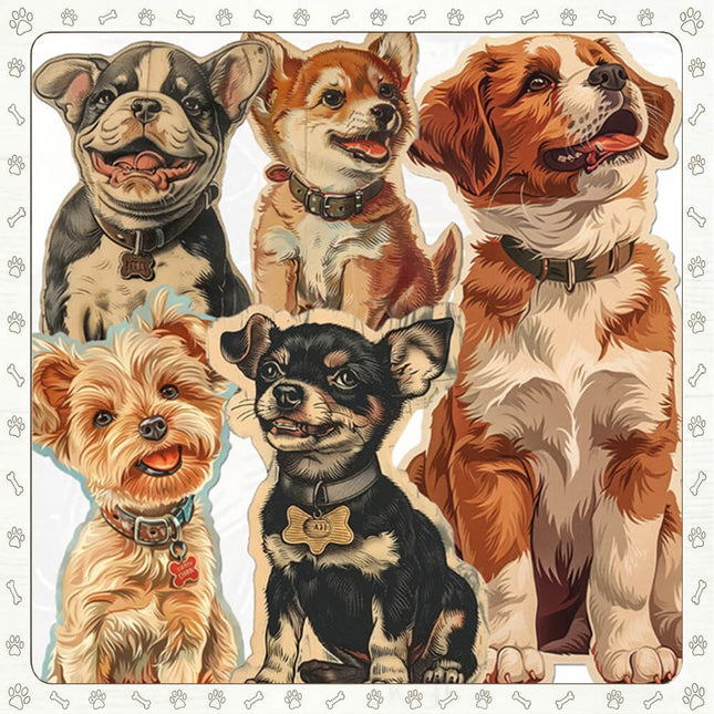 Plancha de 27 Stickers Perritos Vintage