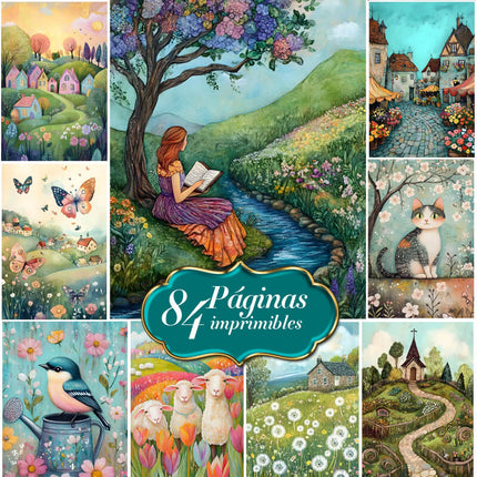 Pack 84 Hermosas Láminas Paisajes Acuarela