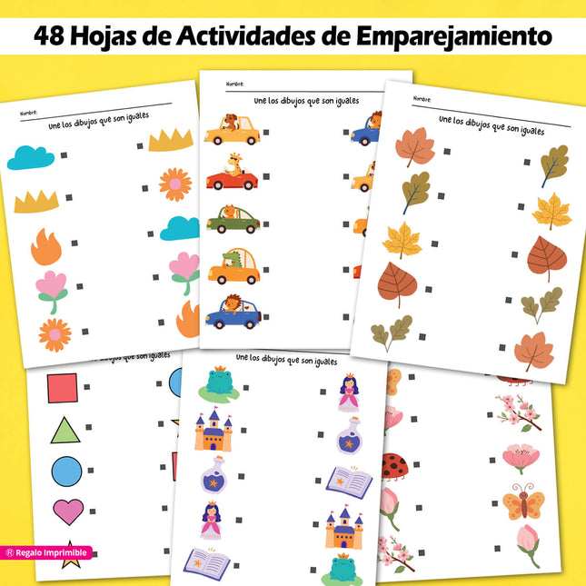 Pack 48 Hojas de Actividades de Emparejamiento - Nivel Inicial y Jardín