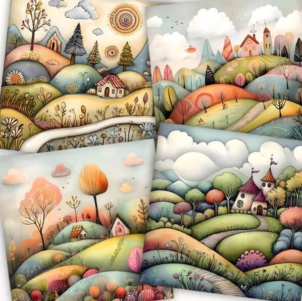 20 Láminas Imprimibles Surrealistas Acuarela