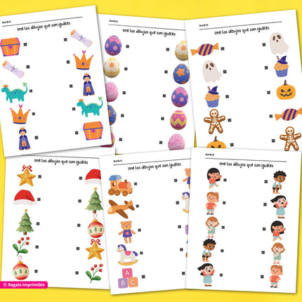 Pack 48 Hojas de Actividades de Emparejamiento - Nivel Inicial y Jardín