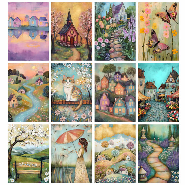Pack 84 Hermosas Láminas Paisajes Acuarela