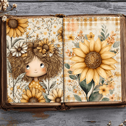 🌻 Girasoles Floreciendo | 62 Páginas ScrapBooking