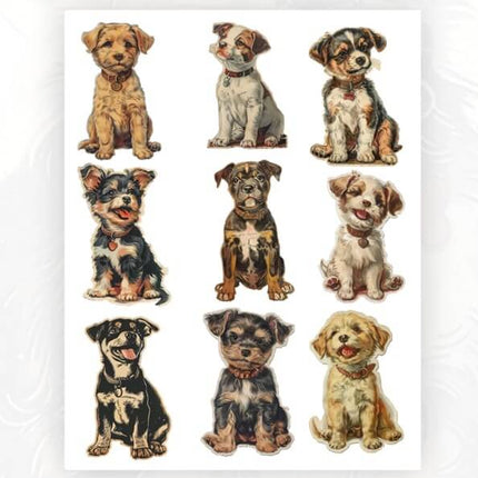 Plancha de 27 Stickers Perritos Vintage