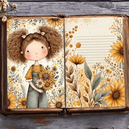 🌻 Girasoles Floreciendo | 62 Páginas ScrapBooking