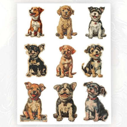 Plancha de 27 Stickers Perritos Vintage