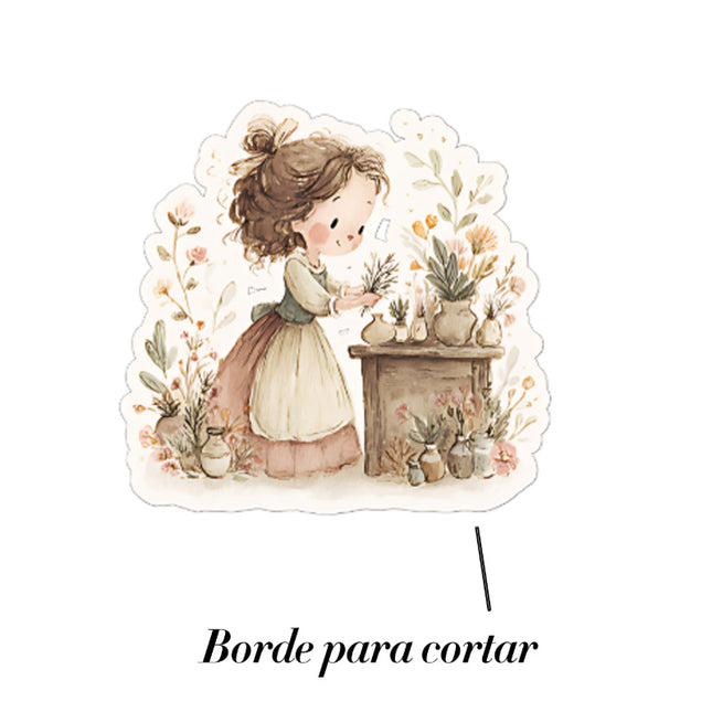 ✂️ Plancha para cortar - 100 Stickers Campesinos de granja Vintage