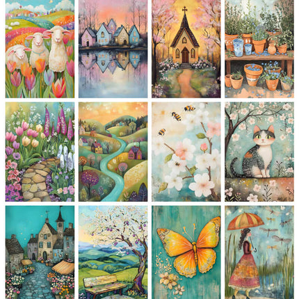 Pack 84 Hermosas Láminas Paisajes Acuarela