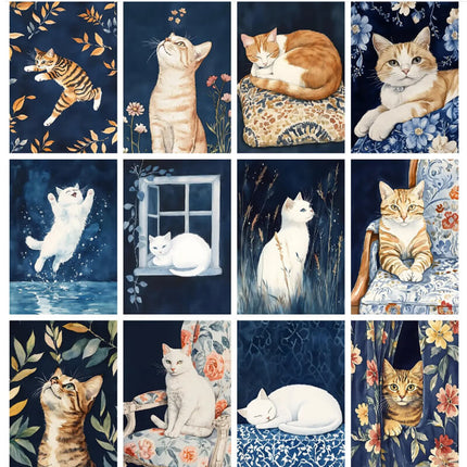Pack láminas Gatitos Florales Nocturnos