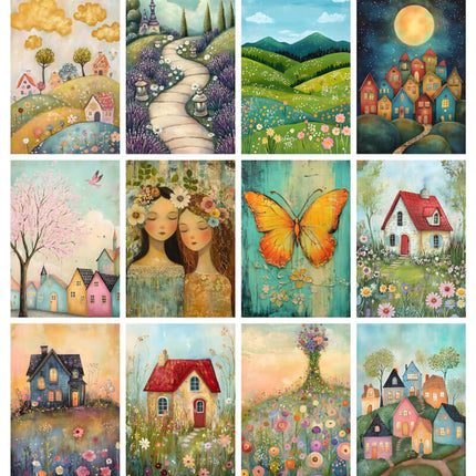 Pack 84 Hermosas Láminas Paisajes Acuarela