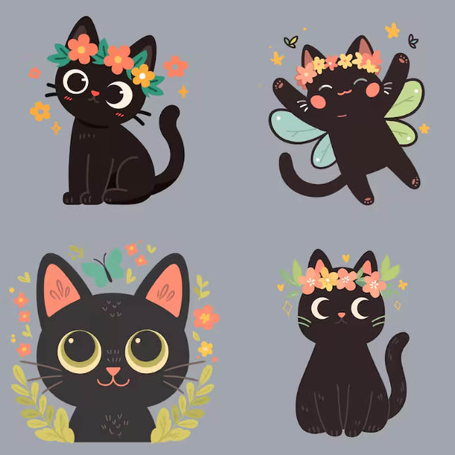 30 Stickers de Gatitos Primavera Imprimibles