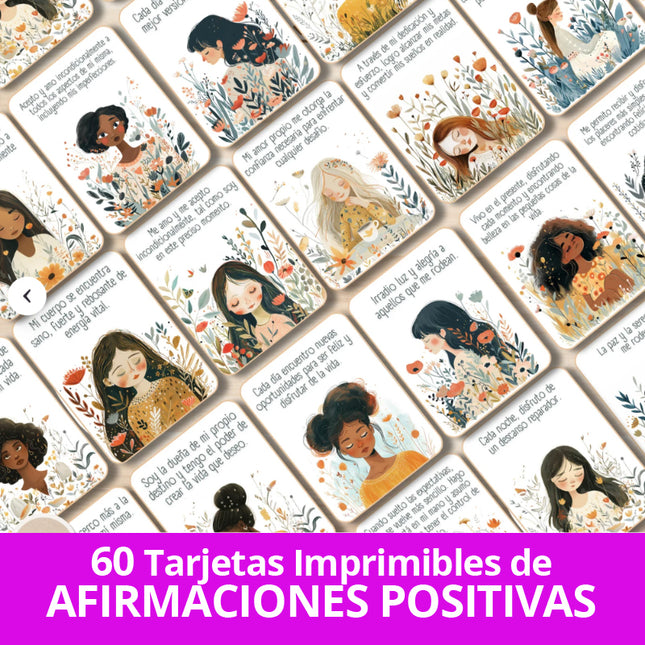 60 Tarjetas de Afirmaciones Positivas imprimibles para Mujeres