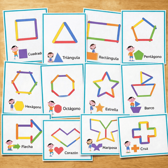 Actividad Montessori de Formas y Colores | Plantillas de Figuras con Palitos de Helado