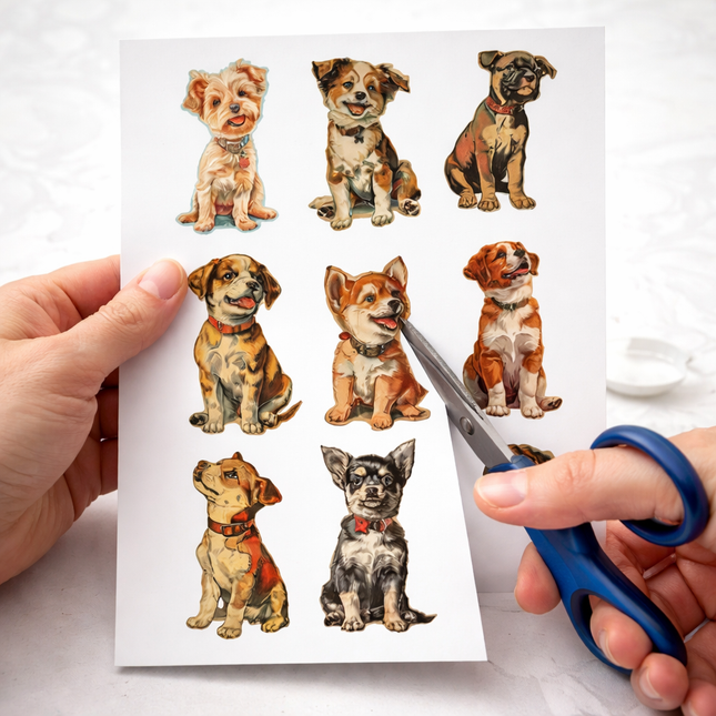 Plancha de 27 Stickers Perritos Vintage