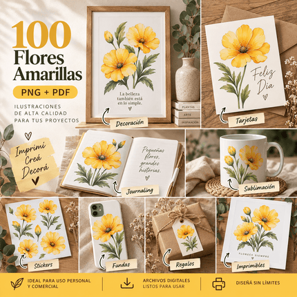 Pack 100 Flores Amarillas imprimibles
