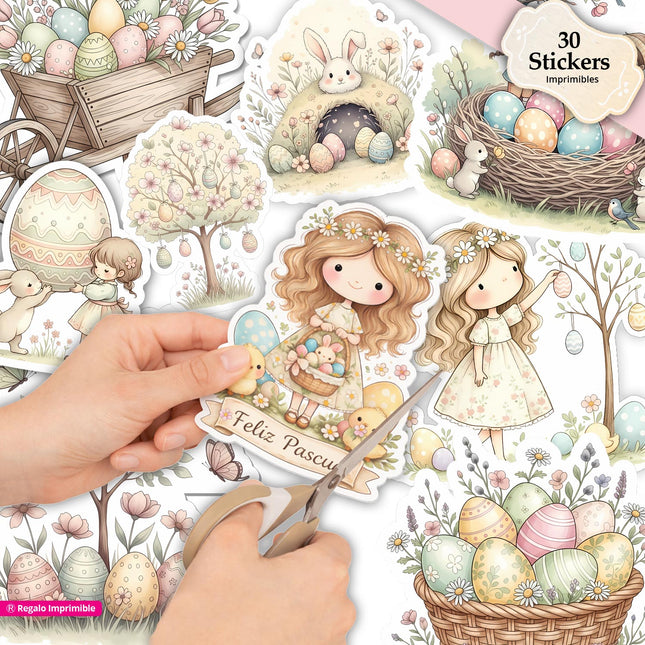 Pack 30 stickers Adorables de Pascua