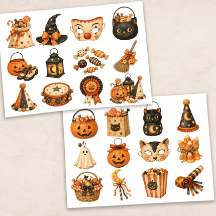24 ClipArts de Halloween ilustrado imprimibles