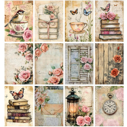 Pack 100 Láminas Estilo Diario Rosa Junk Pastel