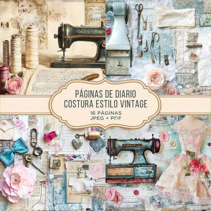 Set 16 Páginas de Costura para ScrapBooking