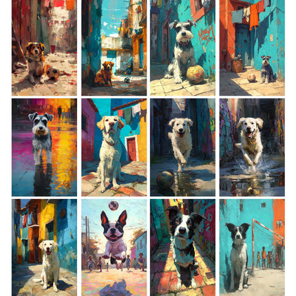 36 Láminas Perros de Barrio Futboleros