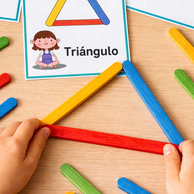Actividad Montessori de Formas y Colores | Plantillas de Figuras con Palitos de Helado