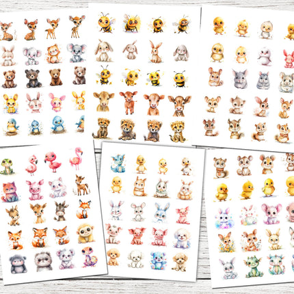 450 ClipArts Animalitos Bebés estilo Acuarela en PNG