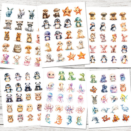 450 ClipArts Animalitos Bebés estilo Acuarela en PNG