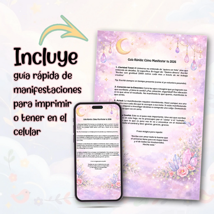 HOJA DE MANIFESTACIONES 2026 + Guía y Stickers ✨Imprimibles