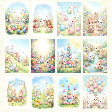 Pack 62 Láminas + 14 Stickers Conejitos Pascua