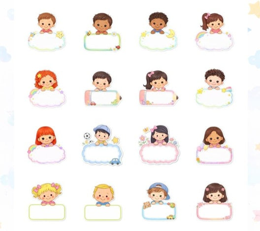 Kit 24 etiquetas para nombres de alumnos para el aula