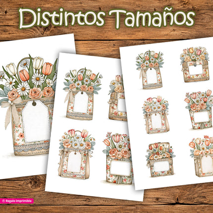 🌼 Kit 48 Floreros Scrap Imprimibles