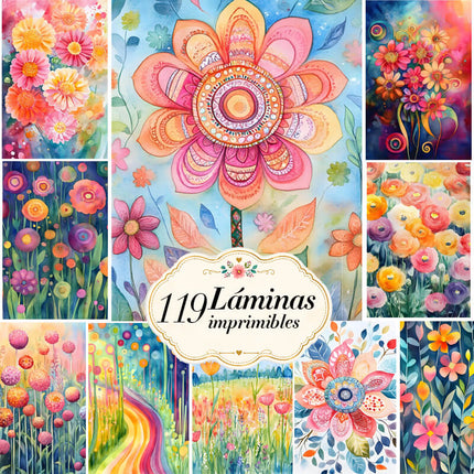 Pack 119 Láminas Flores Surrealistas