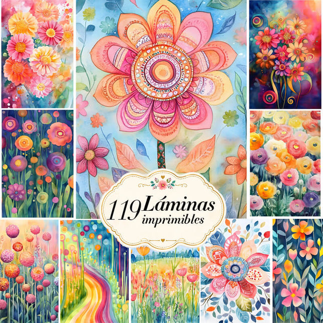 Pack 119 Láminas Flores Surrealistas