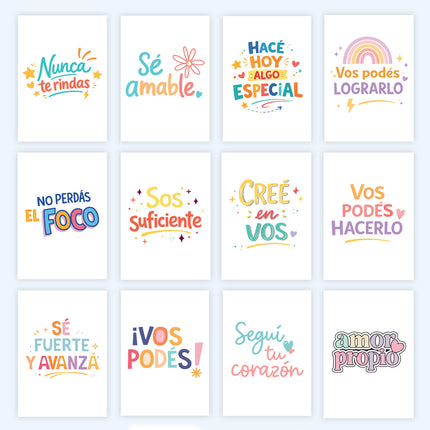 20 Láminas Imprimibles con Frases Afirmativas y Motivadoras - Decoración Infantil y Aula
