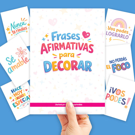 20 Láminas Imprimibles con Frases Afirmativas y Motivadoras - Decoración Infantil y Aula