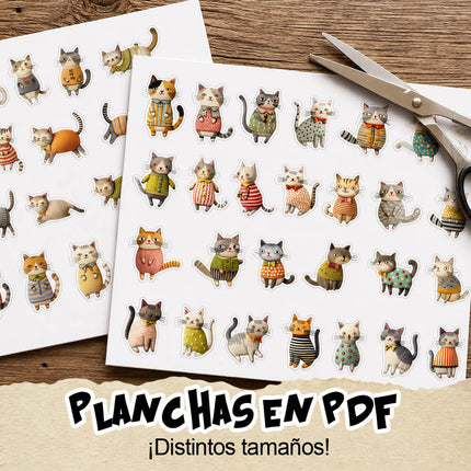 51 Stickers Gatitos Excentricos Imprimibles