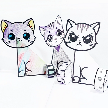 Gatitos Plegables para Colorear