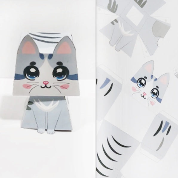 Gatito de papel Gris Imprimible