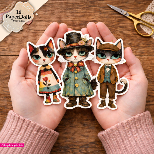 16 Gatitos Vintage Recortables ✂️