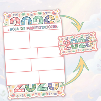HOJA DE MANIFESTACIONES 2026 + Guía y Stickers ✨Imprimibles