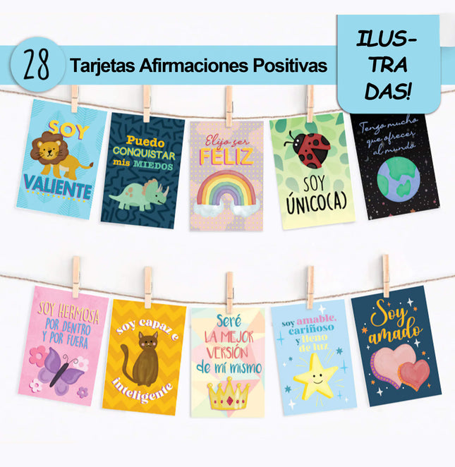 28 Tarjetas de Afirmaciones Ilustradas Imprimibles