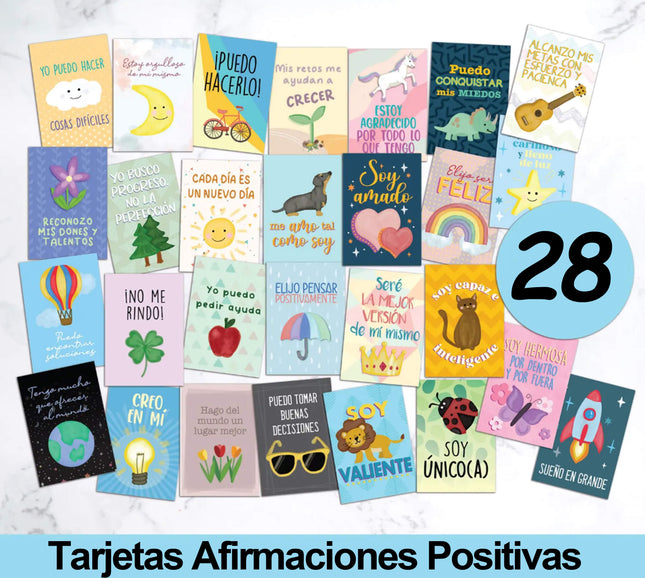 28 Tarjetas de Afirmaciones Ilustradas Imprimibles