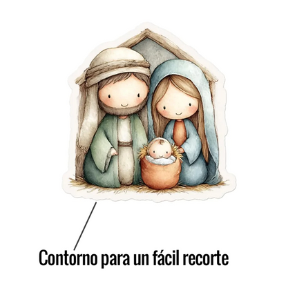 Pack 135 Stickers Nacimiento Navideño Imprimible