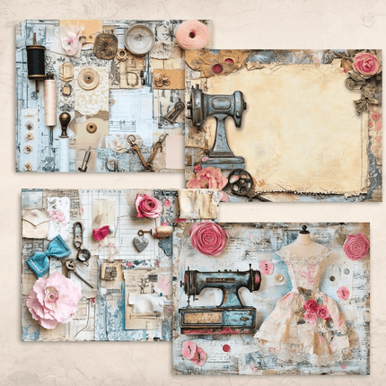 Set 16 Páginas de Costura para ScrapBooking