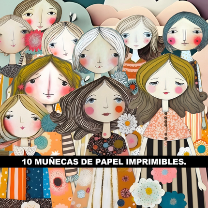 Muñecas de Papel Acuarela Imprimibles
