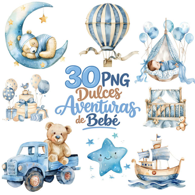 30 Imágenes PNG Dulces Aventuras de Bebé (niño)