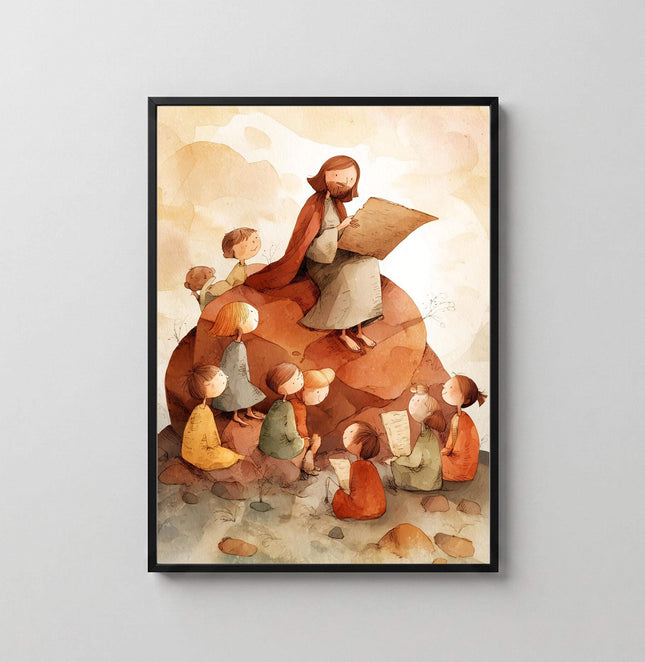 Cuadro Imprimible: Jesús enseñando a los niños