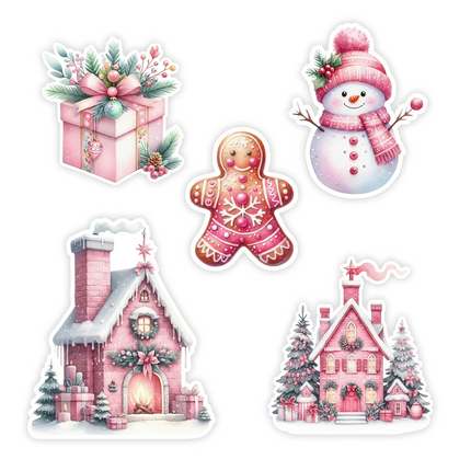 Set 23 Stickers Rosa Navidad Imprimibles