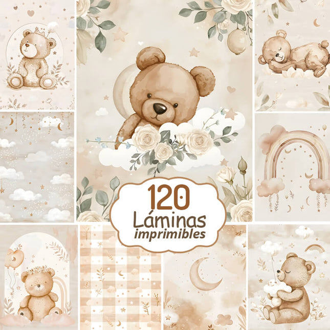 Pack 120 Tiernas Láminas Infantiles de Ositos para Imprimir