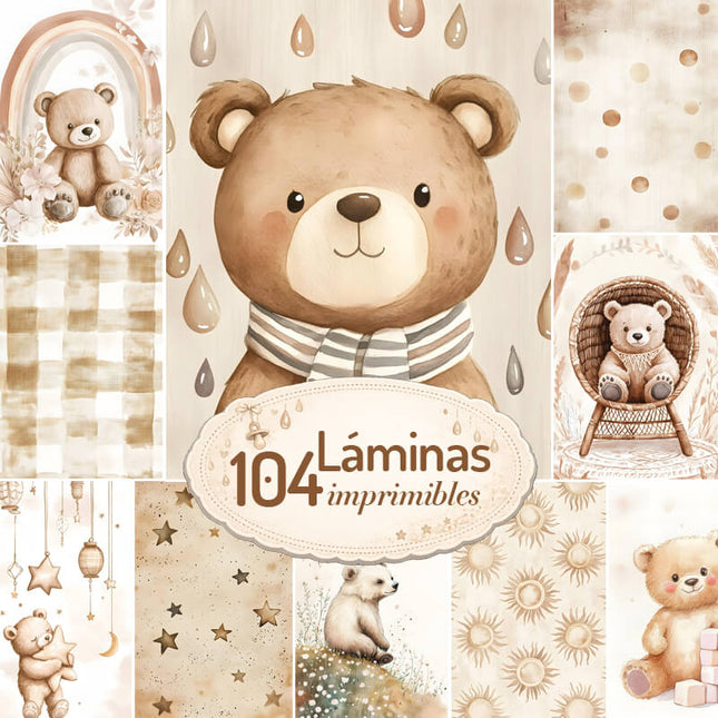Pack 104 Láminas Imprimibles de Ositos Infantiles
